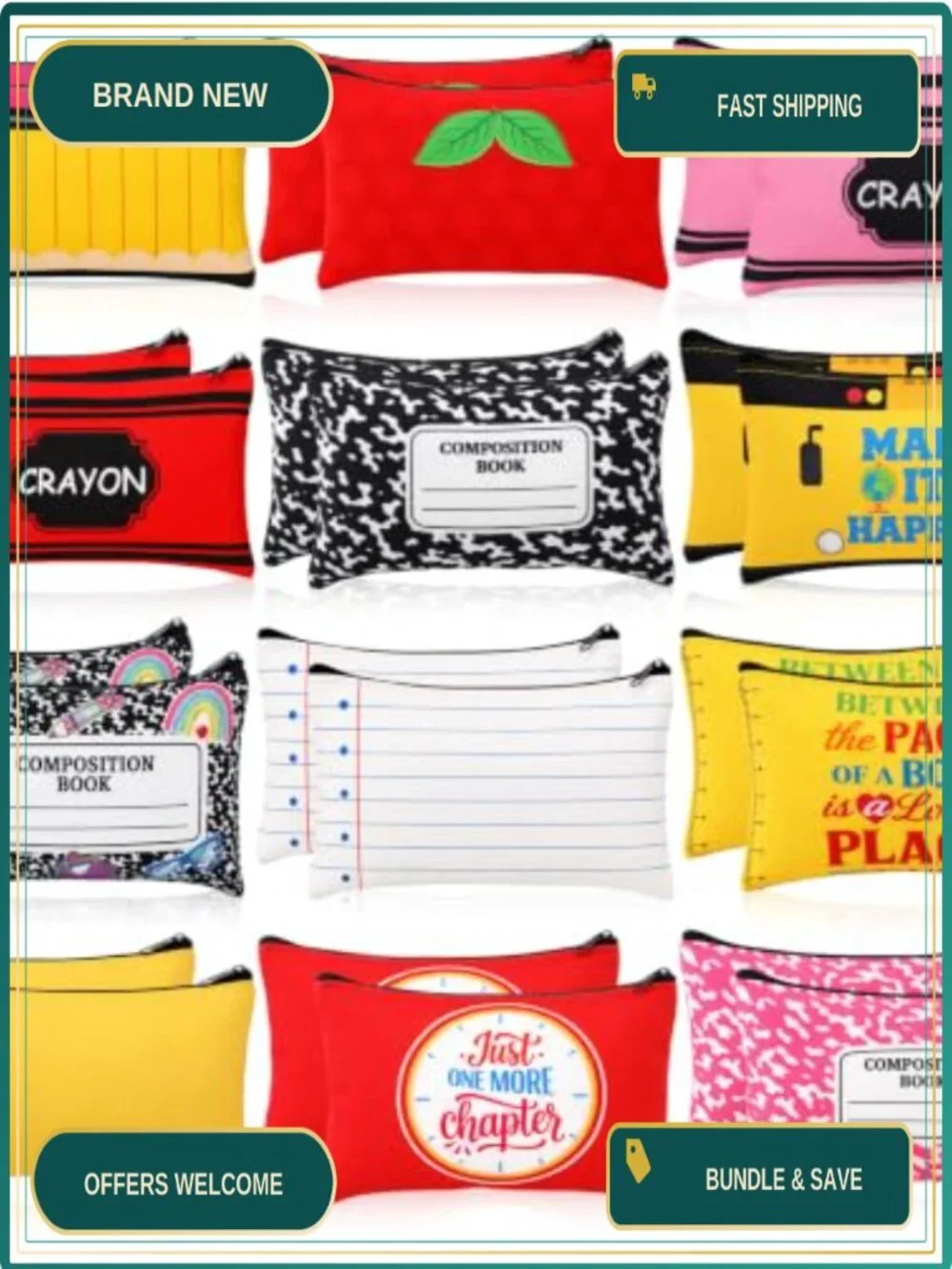 24 Pcs Teacher Appreciation Gifts Canvas Cosmetic Bags Back to School Notebook